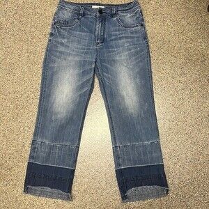 moveup Living Elsewhere Pinstriped Cropped Jeans Size: 30